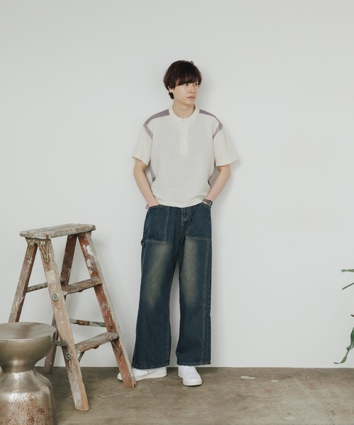 ALL RUNS(オールランズ)の「wide painter denim pants/ワイドペインターデニムパンツ ルーズシルエット ユニセックス ヴィンテージ調(デニムパンツ・メンズ・ブルー・M/L/XL)」の11枚目の写真