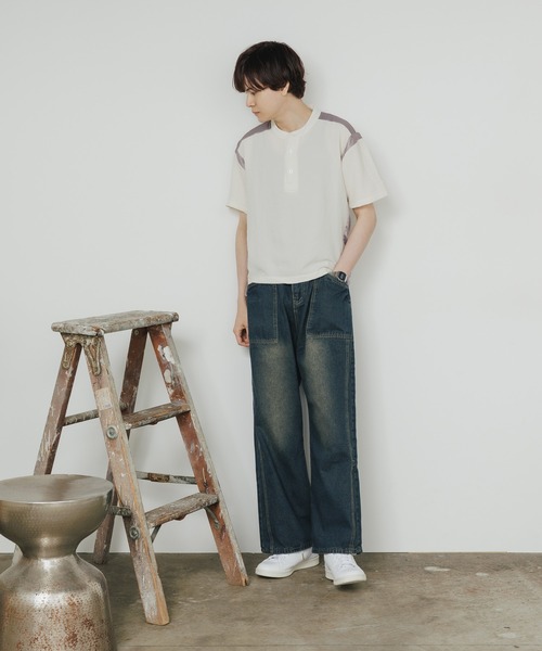 ALL RUNS(オールランズ)の「wide painter denim pants/ワイドペインターデニムパンツ ルーズシルエット ユニセックス ヴィンテージ調(デニムパンツ・メンズ・ブルー・M/L/XL)」の12枚目の写真