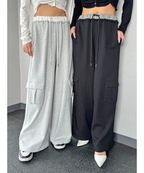 EGOIST(エゴイスト)の「コントラストトリムスウェットカーゴパンツ(カーゴパンツ・レディース・ブラック/グレー・FREE)」の12枚目の写真