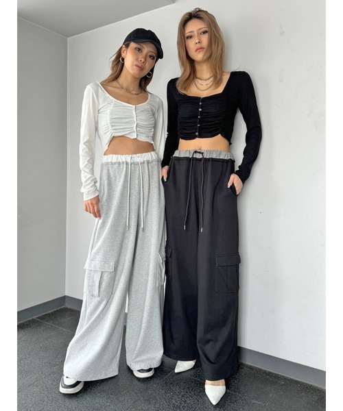 EGOIST(エゴイスト)の「コントラストトリムスウェットカーゴパンツ(カーゴパンツ・レディース・ブラック/グレー・FREE)」の13枚目の写真