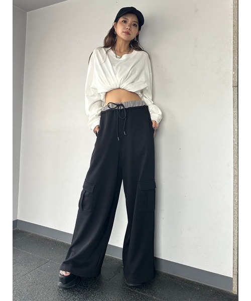 EGOIST(エゴイスト)の「コントラストトリムスウェットカーゴパンツ(カーゴパンツ・レディース・ブラック/グレー・FREE)」の10枚目の写真