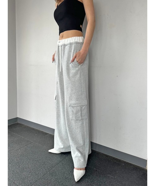 EGOIST(エゴイスト)の「コントラストトリムスウェットカーゴパンツ(カーゴパンツ・レディース・ブラック/グレー・FREE)」の5枚目の写真