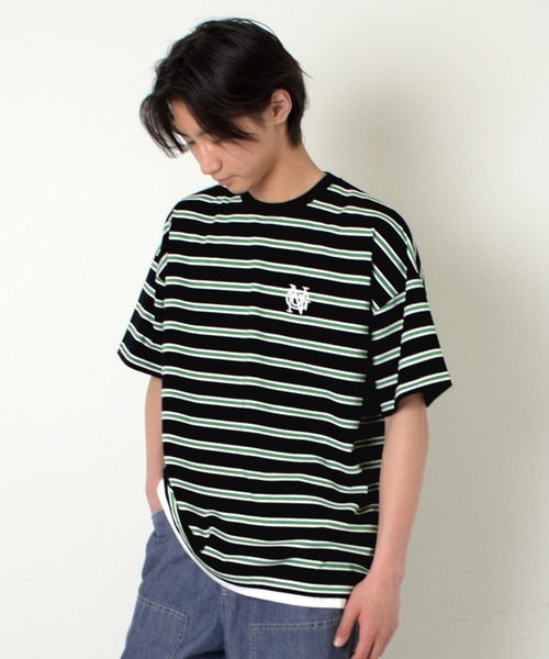 GLAZOS(グラソス)の「ボーダー・ワンポイント刺繍Tシャツ(Tシャツ/カットソー・キッズ・ホワイト/グレー/ブラック・170cm/160cm/150cm/140cm)」の2枚目の写真