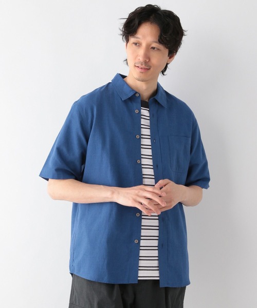 GLOBAL WORK(グローバルワーク)の「イージーケアリネンシャツ/レギュラーカラー/半袖/986845(シャツ/ブラウス・メンズ・ミント/ネイビー/ホワイト系その他7/グレー/ブルー/オフホワイト/ライトイエロー・SMALL/MEDIUM/LARGE/X-LARGE)」の7枚目の写真