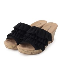 SHOO・LA・RUE | 履き心地ふかふか フリルウェッジソールサンダル(サンダル)