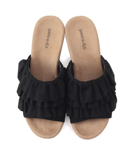 SHOO・LA・RUE（シューラルー）の「◆履き心地ふかふか フリルウェッジソールサンダル（サンダル・レディース・ブラウン系その他/ブラック/イエロー・45/35）」の8枚目の写真