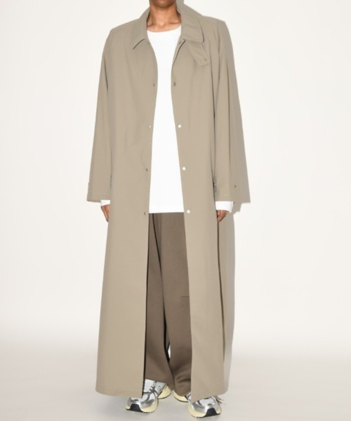 撥水生地使用】ステンカラーロングコート/Soutien collar long coat