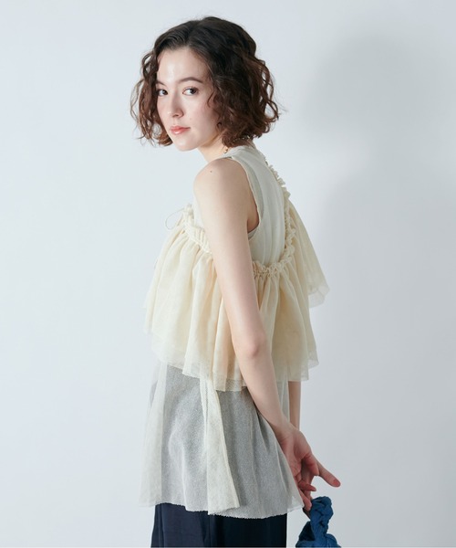 TITE IN THE STORE（ティテ　インザ　ストア）の「【セットアイテム】マルチウェイカラー×コットンネットトップス（ニット/セーター・レディース・ブラック/アイボリー・38）」の5枚目の写真