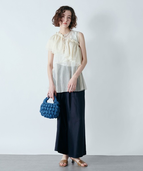 TITE IN THE STORE（ティテ　インザ　ストア）の「【セットアイテム】マルチウェイカラー×コットンネットトップス（ニット/セーター・レディース・ブラック/アイボリー・38）」の8枚目の写真