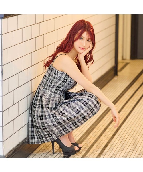 DAZZY(デイジー)の「フロントジップ モノトーン チェック プリーツ Aライン ミニドレス(ドレス・レディース・グレー・L/M/S)」の3枚目の写真