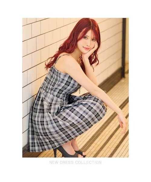 DAZZY(デイジー)の「フロントジップ モノトーン チェック プリーツ Aライン ミニドレス(ドレス・レディース・グレー・L/M/S)」の14枚目の写真
