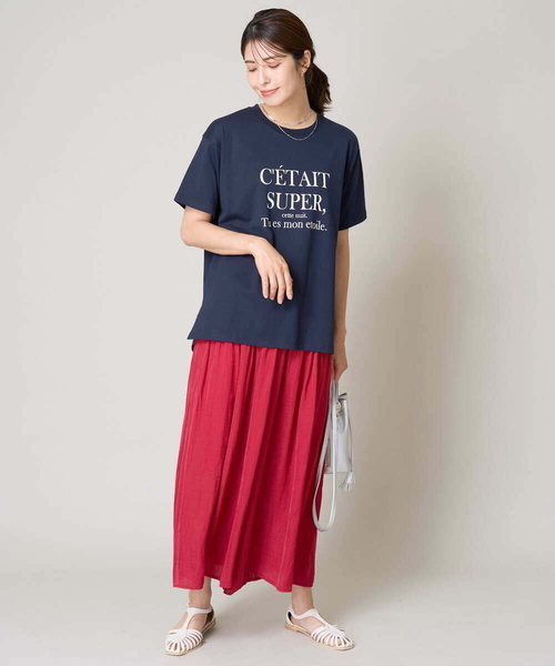 a.v.v(アーヴェヴェ)の「【接触冷感】大人のゆるロゴTシャツ(Tシャツ/カットソー・レディース・ホワイト/チャコールグレー/ネイビー/アイボリー・34/36/40/38/42)」の5枚目の写真