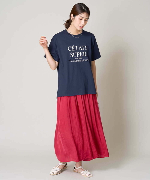 a.v.v(アーヴェヴェ)の「【接触冷感】大人のゆるロゴTシャツ(Tシャツ/カットソー・レディース・ホワイト/チャコールグレー/ネイビー/アイボリー・34/36/40/38/42)」の6枚目の写真
