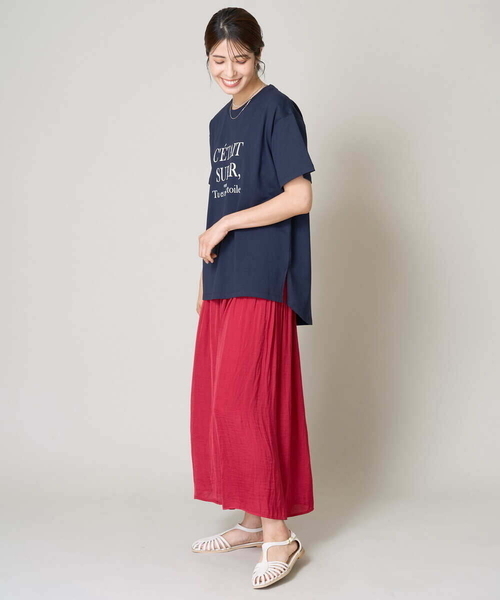 a.v.v(アーヴェヴェ)の「【接触冷感】大人のゆるロゴTシャツ(Tシャツ/カットソー・レディース・ホワイト/チャコールグレー/ネイビー/アイボリー・34/36/40/38/42)」の7枚目の写真