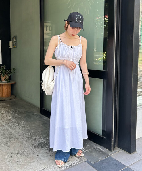 mystic（ミスティック）の「【3色展開】リボンギャザーキャミ