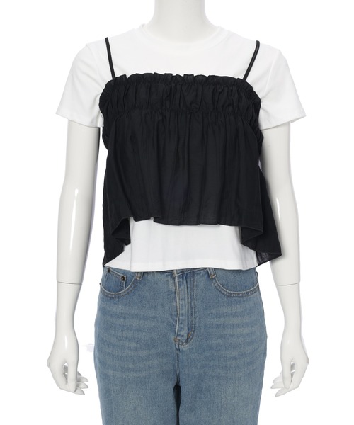 fifth(フィフス)の「ギャザービスチェ付きTシャツ(Tシャツ/カットソー・レディース・ホワイト/ブラック・M)」の21枚目の写真