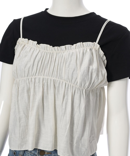 fifth(フィフス)の「ギャザービスチェ付きTシャツ(Tシャツ/カットソー・レディース・ホワイト/ブラック・M)」の15枚目の写真