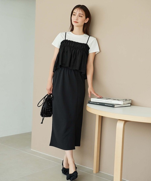 fifth(フィフス)の「ギャザービスチェ付きTシャツ(Tシャツ/カットソー・レディース・ホワイト/ブラック・M)」の14枚目の写真