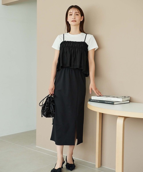 fifth(フィフス)の「ギャザービスチェ付きTシャツ(Tシャツ/カットソー・レディース・ホワイト/ブラック・M)」の13枚目の写真