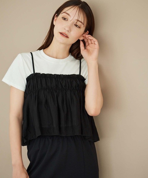 fifth(フィフス)の「ギャザービスチェ付きTシャツ(Tシャツ/カットソー・レディース・ホワイト/ブラック・M)」の9枚目の写真