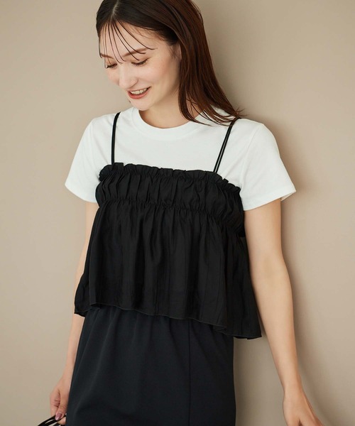 fifth(フィフス)の「ギャザービスチェ付きTシャツ(Tシャツ/カットソー・レディース・ホワイト/ブラック・M)」の8枚目の写真