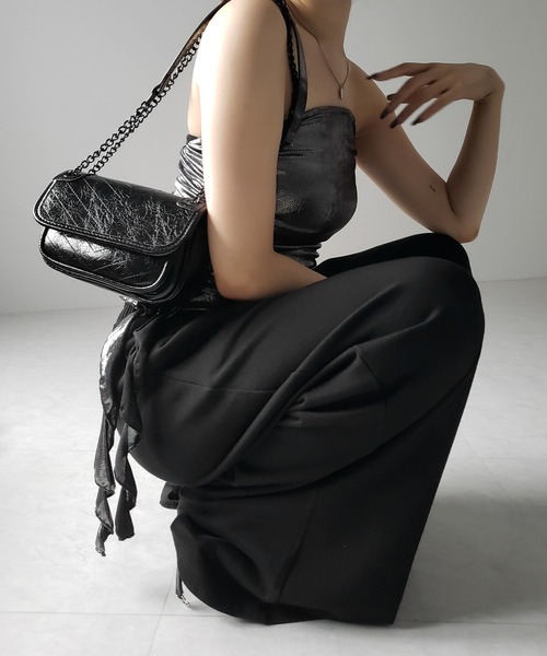 me+em select(ミームセレクト)の「※※【 2color 】メタリックフェイクレザーフラップミニショルダーバッグ / Metallic fake leather flap mini shoulder bag(ショルダーバッグ・レディース・シルバー/ブラック・FREE)」の21枚目の写真