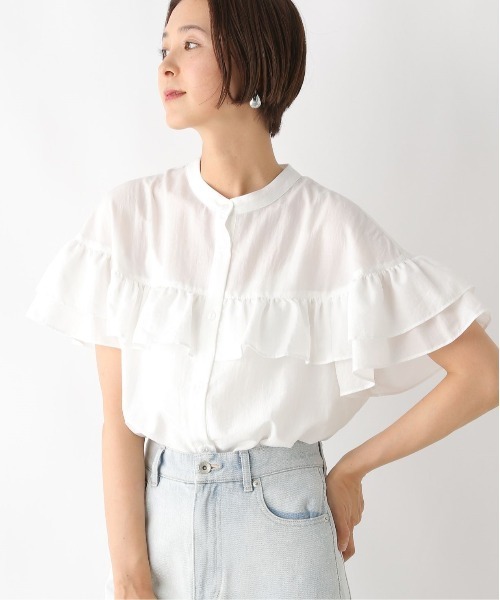 LEPSIM（レプシィム）の「フリルブラウスSS　130254（シャツ/ブラウス・レディース・ブラック/オフホワイト/ブルー・FREE）」の2枚目の写真