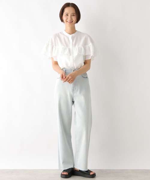 LEPSIM（レプシィム）の「フリルブラウスSS　130254（シャツ/ブラウス・レディース・ブラック/オフホワイト/ブルー・FREE）」の6枚目の写真