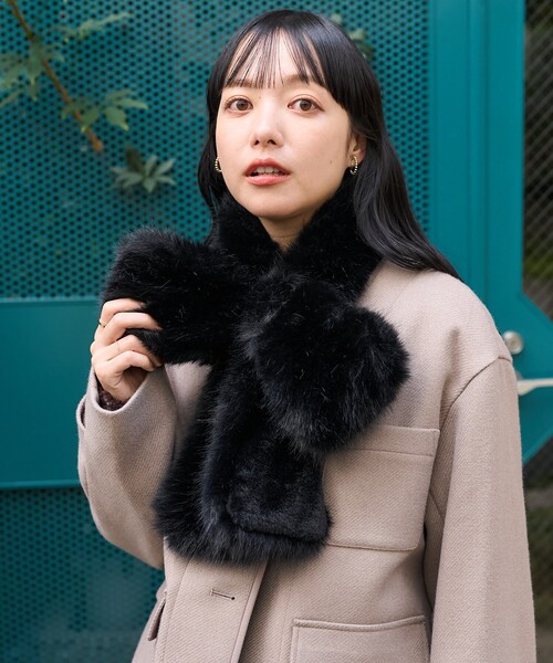 FREAK'S STORE(フリークスストア)の「Casselini/キャセリーニ リボンティペット(マフラー・レディース・ブラック/その他2/ベージュ・ONE SIZE)」の2枚目の写真