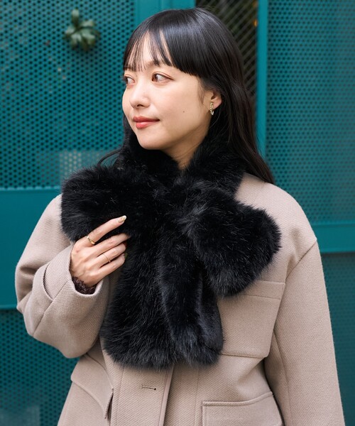 FREAK'S STORE(フリークスストア)の「Casselini/キャセリーニ リボンティペット(マフラー・レディース・ブラック/その他2/ベージュ・ONE SIZE)」の4枚目の写真