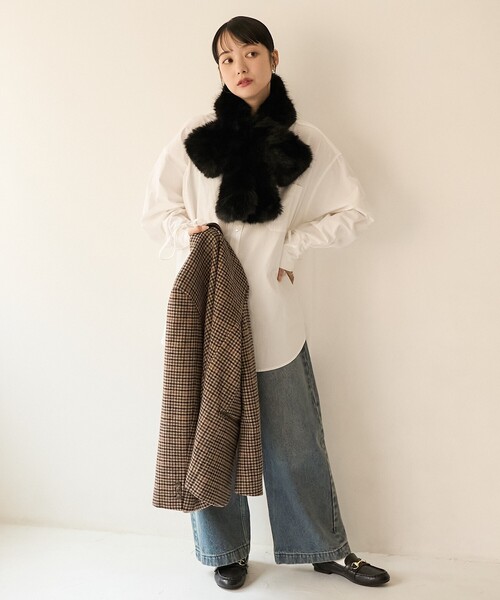 FREAK'S STORE(フリークスストア)の「Casselini/キャセリーニ リボンティペット(マフラー・レディース・ブラック/その他2/ベージュ・ONE SIZE)」の6枚目の写真