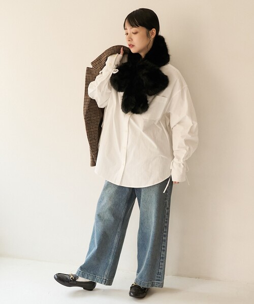 FREAK'S STORE(フリークスストア)の「Casselini/キャセリーニ リボンティペット(マフラー・レディース・ブラック/その他2/ベージュ・ONE SIZE)」の7枚目の写真