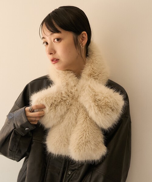 FREAK'S STORE(フリークスストア)の「Casselini/キャセリーニ リボンティペット(マフラー・レディース・ブラック/その他2/ベージュ・ONE SIZE)」の10枚目の写真