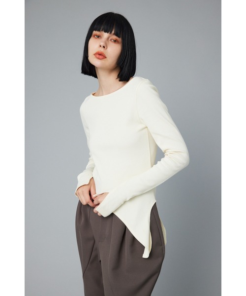 HeRIN.CYE（ヘリンドットサイ）の「Round hem cut tops   ラウンドヘムカットトップス（Tシャツ/カットソー・レディース・オフホワイト/グリーン/ブラック・FREE）」の2枚目の写真