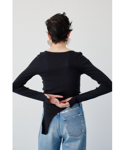 HeRIN.CYE（ヘリンドットサイ）の「Round hem cut tops   ラウンドヘムカットトップス（Tシャツ/カットソー・レディース・オフホワイト/グリーン/ブラック・FREE）」の9枚目の写真