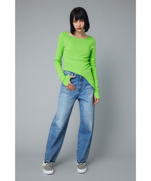 HeRIN.CYE（ヘリンドットサイ）の「Round hem cut tops   ラウンドヘムカットトップス（Tシャツ/カットソー・レディース・オフホワイト/グリーン/ブラック・FREE）」の10枚目の写真