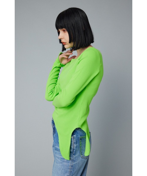 HeRIN.CYE（ヘリンドットサイ）の「Round hem cut tops   ラウンドヘムカットトップス（Tシャツ/カットソー・レディース・オフホワイト/グリーン/ブラック・FREE）」の12枚目の写真