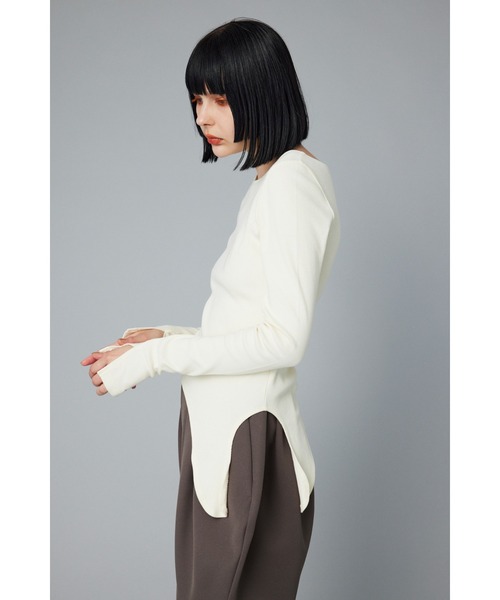 HeRIN.CYE（ヘリンドットサイ）の「Round hem cut tops   ラウンドヘムカットトップス（Tシャツ/カットソー・レディース・オフホワイト/グリーン/ブラック・FREE）」の19枚目の写真