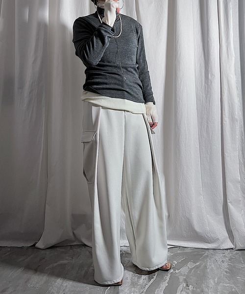 PROVOKE （プロヴォーク）の「TUCK CARGO PANTS（カーゴパンツ・レディース・オフホワイト/ネイビー・38）」の6枚目の写真