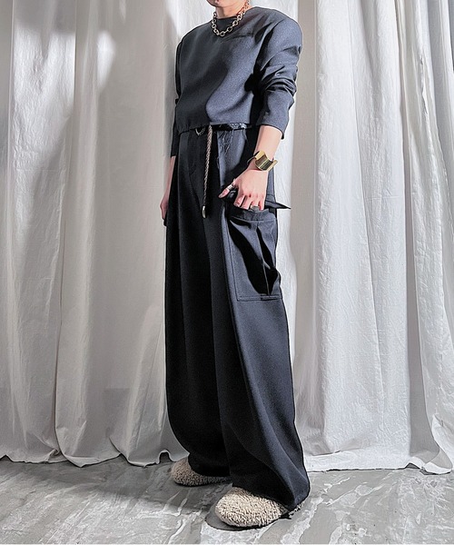 PROVOKE （プロヴォーク）の「TUCK CARGO PANTS（カーゴパンツ・レディース・オフホワイト/ネイビー・38）」の7枚目の写真