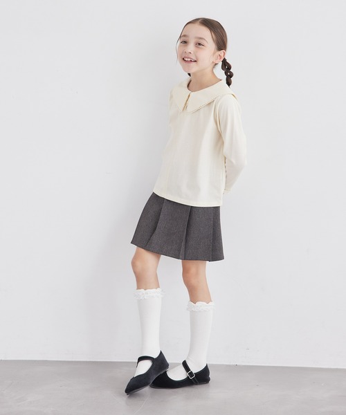ROPE' PICNIC（ロペピクニック）の「【KIDS】ビックカラーブラウスカットソー/WEB限定カラー・サイズ:ブラック・110cm（Tシャツ/カットソー・キッズ・キナリ/ブラック・140/130/120/110/150）」の19枚目の写真