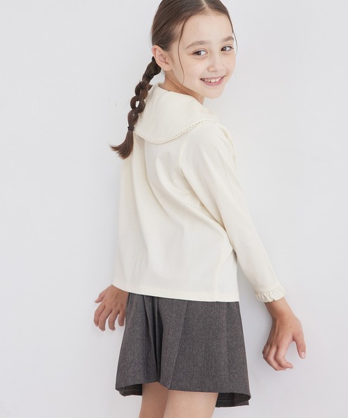 ROPE' PICNIC（ロペピクニック）の「【KIDS】ビックカラーブラウスカットソー/WEB限定カラー・サイズ:ブラック・110cm（Tシャツ/カットソー・キッズ・キナリ/ブラック・140/130/120/110/150）」の17枚目の写真