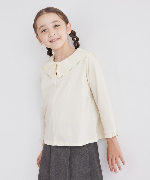 ROPE' PICNIC（ロペピクニック）の「【KIDS】ビックカラーブラウスカットソー/WEB限定カラー・サイズ:ブラック・110cm（Tシャツ/カットソー・キッズ・キナリ/ブラック・140/130/120/110/150）」の16枚目の写真