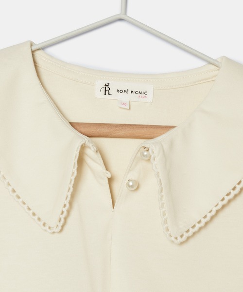 ROPE' PICNIC（ロペピクニック）の「【KIDS】ビックカラーブラウスカットソー/WEB限定カラー・サイズ:ブラック・110cm（Tシャツ/カットソー・キッズ・キナリ/ブラック・140/130/120/110/150）」の12枚目の写真