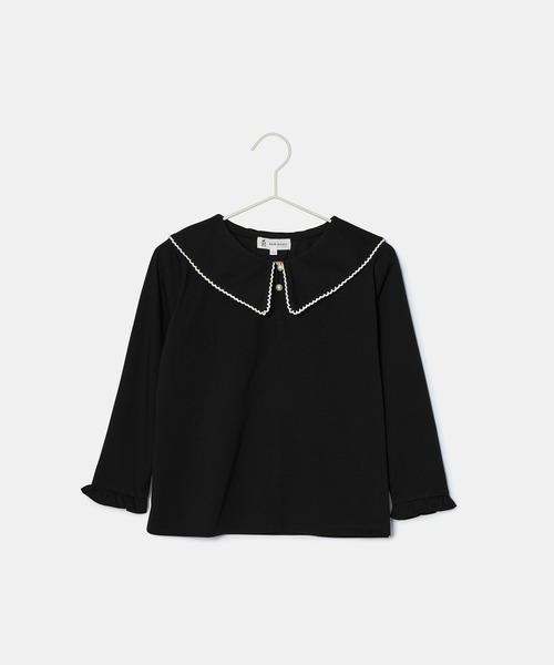 ROPE' PICNIC（ロペピクニック）の「【KIDS】ビックカラーブラウスカットソー/WEB限定カラー・サイズ:ブラック・110cm（Tシャツ/カットソー・キッズ・キナリ/ブラック・140/130/120/110/150）」の6枚目の写真