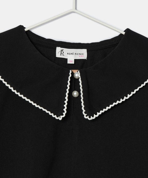 ROPE' PICNIC（ロペピクニック）の「【KIDS】ビックカラーブラウスカットソー/WEB限定カラー・サイズ:ブラック・110cm（Tシャツ/カットソー・キッズ・キナリ/ブラック・140/130/120/110/150）」の5枚目の写真