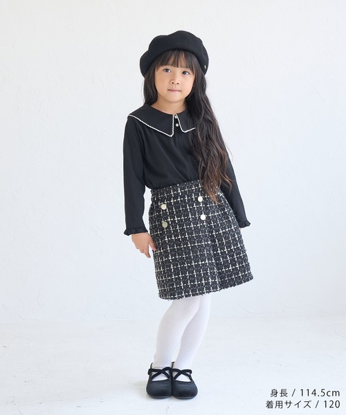 ROPE' PICNIC（ロペピクニック）の「【KIDS】ビックカラーブラウスカットソー/WEB限定カラー・サイズ:ブラック・110cm（Tシャツ/カットソー・キッズ・キナリ/ブラック・140/130/120/110/150）」の21枚目の写真