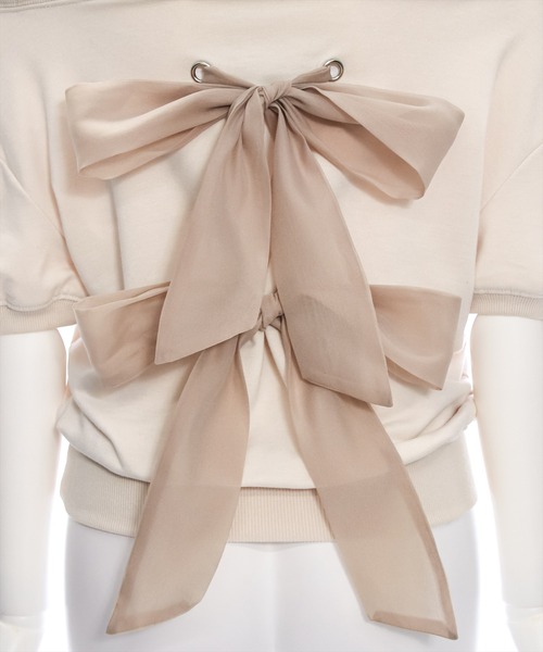 clear（クリア）の「バックリボンオフショルスエットトップス [着回し力抜群 大人 カジュアル]≪再入荷≫（スウェット・レディース・アイボリー/ブラック/グレー・F）」の17枚目の写真