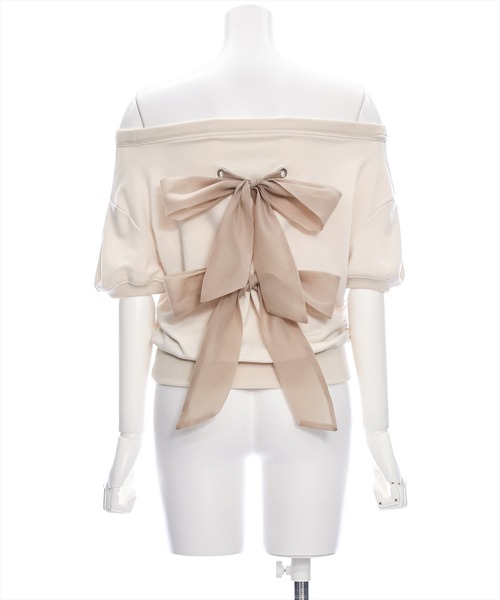 clear（クリア）の「バックリボンオフショルスエットトップス [着回し力抜群 大人 カジュアル]≪再入荷≫（スウェット・レディース・アイボリー/ブラック/グレー・F）」の12枚目の写真