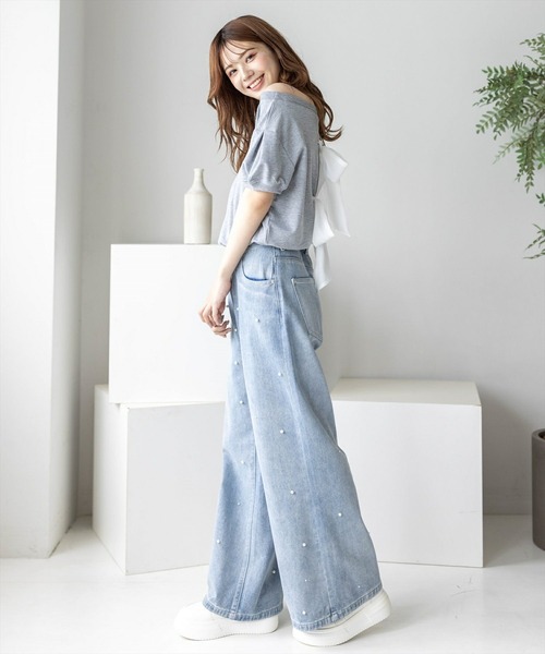 clear（クリア）の「バックリボンオフショルスエットトップス [着回し力抜群 大人 カジュアル]≪再入荷≫（スウェット・レディース・アイボリー/ブラック/グレー・F）」の6枚目の写真